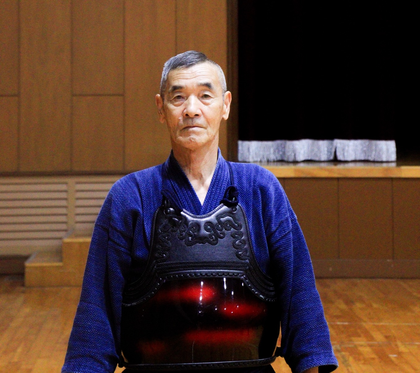 鹿足郡剣道連盟 会長 山里氏の写真